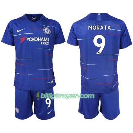 Billige Fotballdrakter Chelsea MORATA 9 Barn Hjemmedraktsett 2018/19 Kortermet